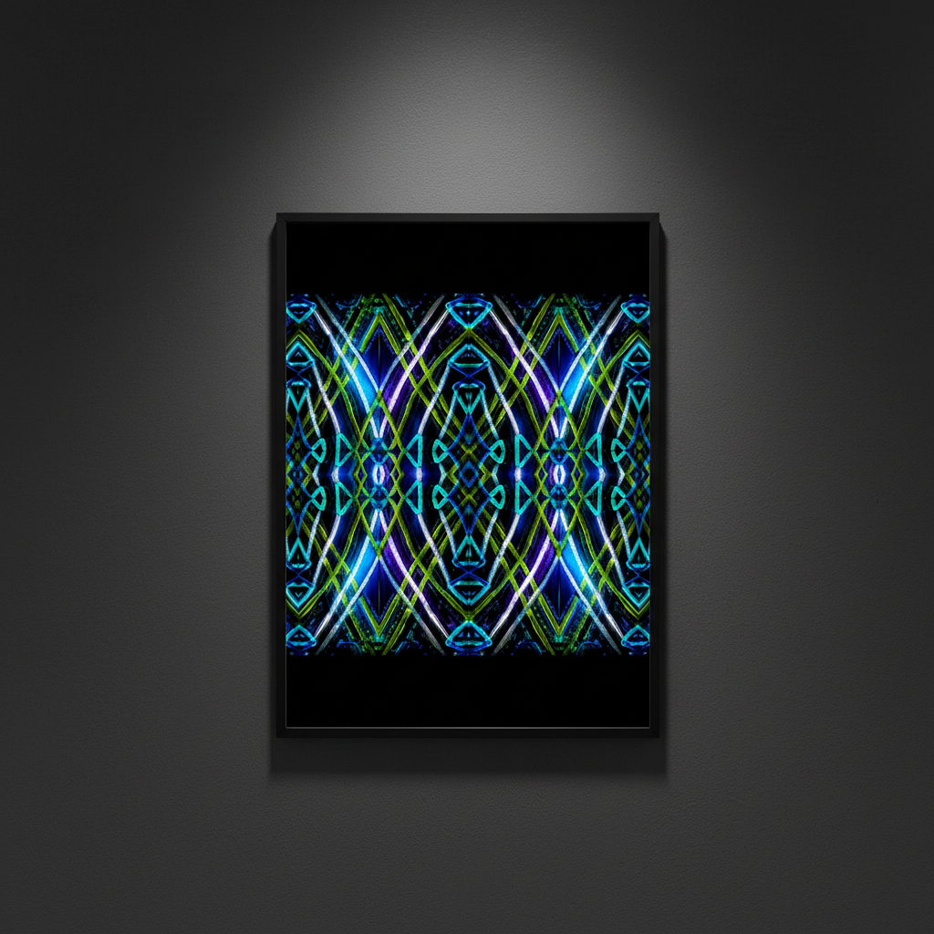 Neon Cathedral — Framed wall mockup piece 5