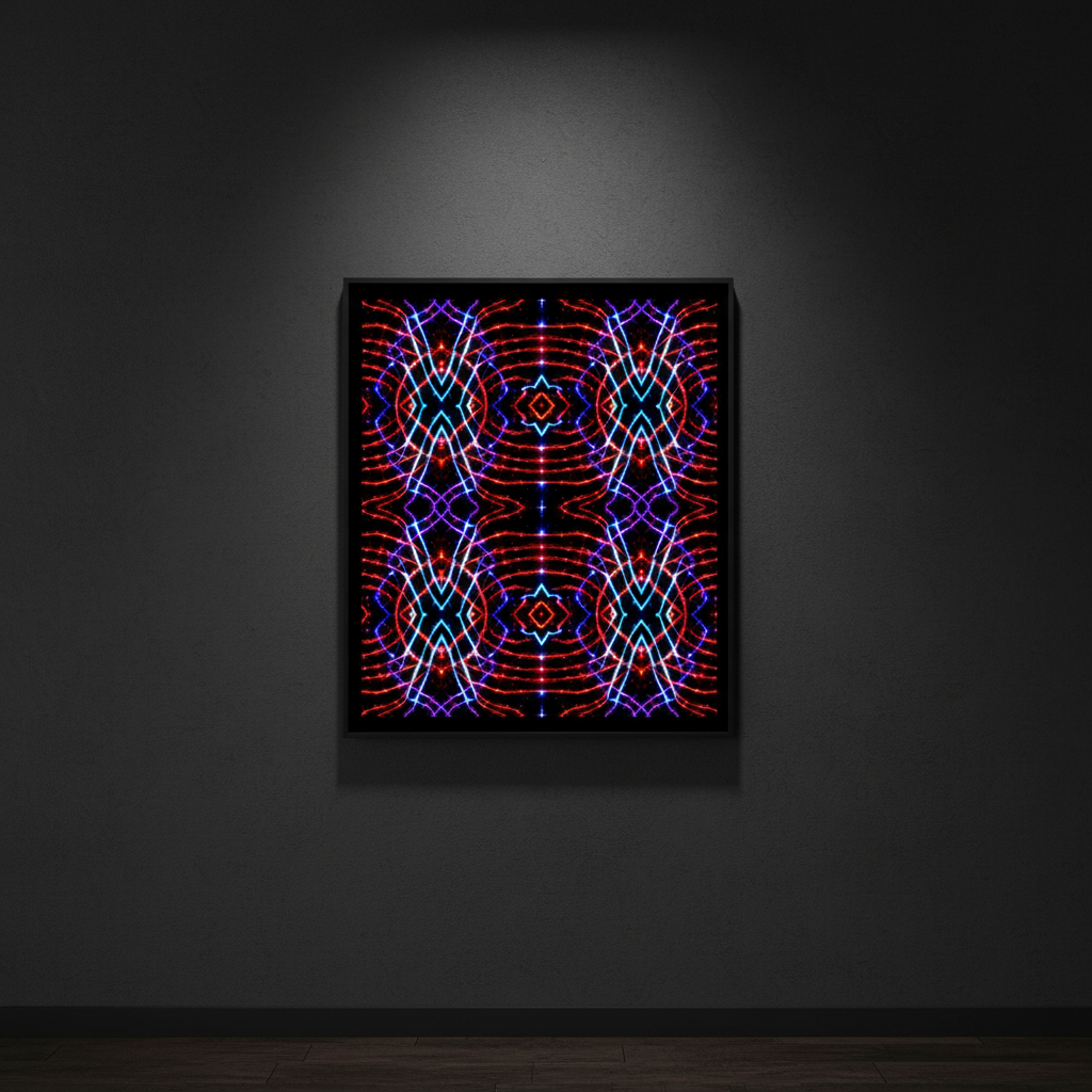 Neon Cathedral — Framed wall mockup piece 4
