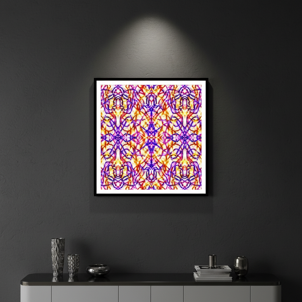 Neon Cathedral — Framed wall mockup piece 3